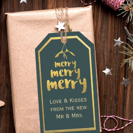 Grönt Merry Mistletoe jul Helgdag Gift Märkres Presentetikett