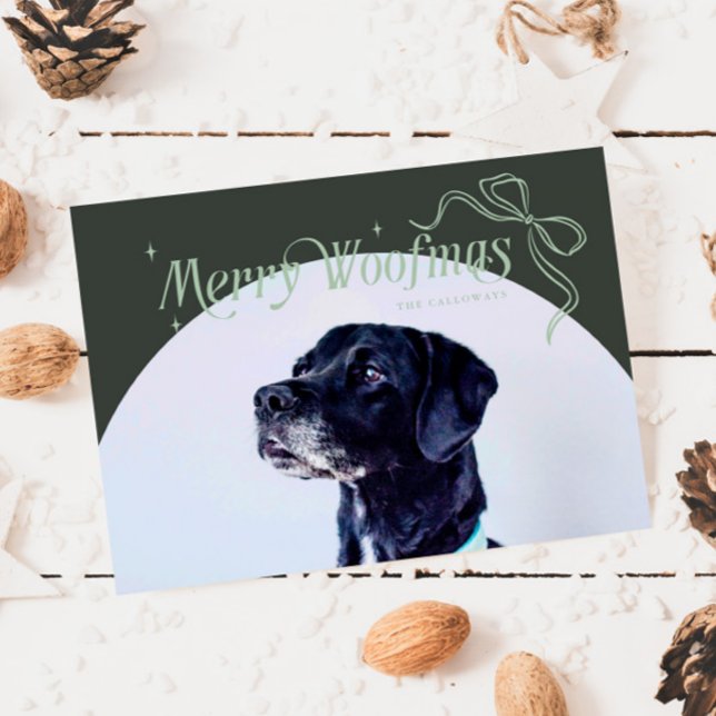 Grönt Merry Woofmas Hund-julkort Helgdag Julkort (Skapare uppladdad)