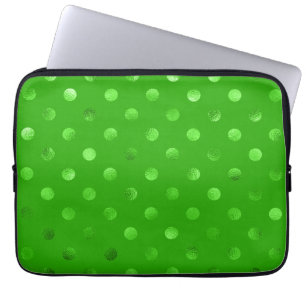 Grönt Metallisk ytskiktspolka - punktbakgrund Laptop Sleeve
