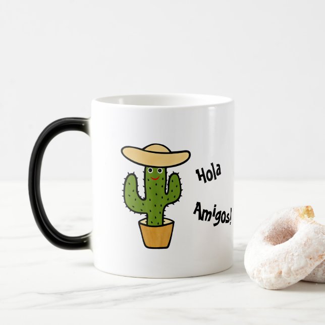 Grönt mexikanska cactus magisk mugg (Med munk)