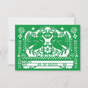 Grönt Mexikanska Fantail Doves Papel Picado OSA Kort