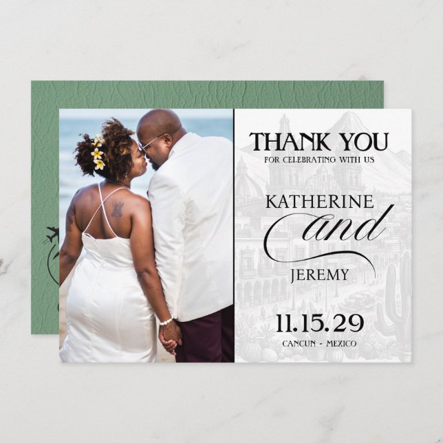 Grönt Mexiko Passport Tack Kort (Fram/baksida)