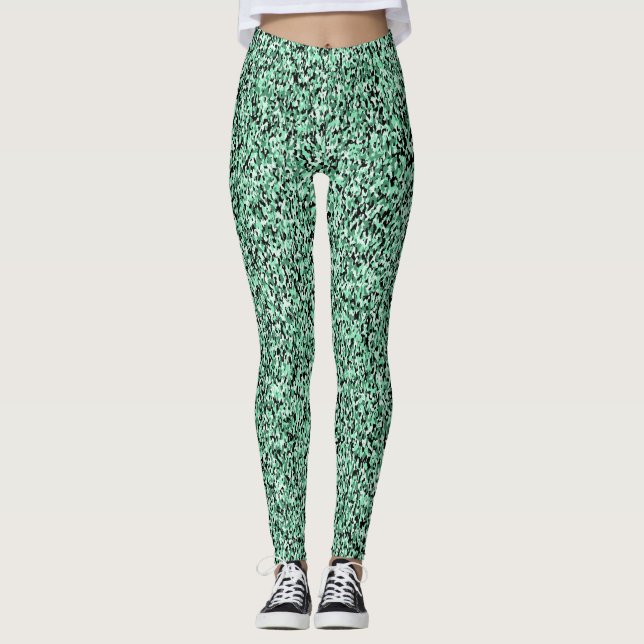 Grönt Micro Camo Mönster Leggins Leggings (Framsida)