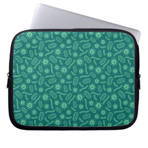 Grönt Microbesmönster Laptop Fodral