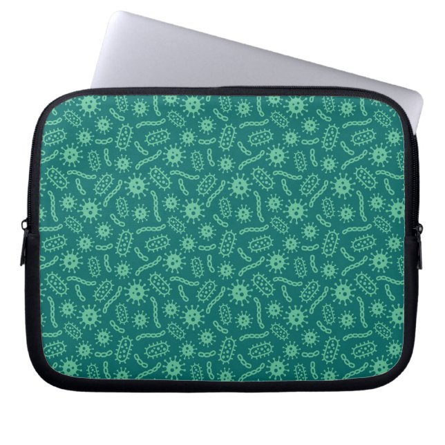 Grönt Microbesmönster Laptop Fodral (Framsidan)