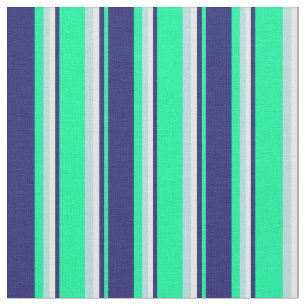 Grönt, Midnight Blue, White & Powder Blue Linjer Tyg