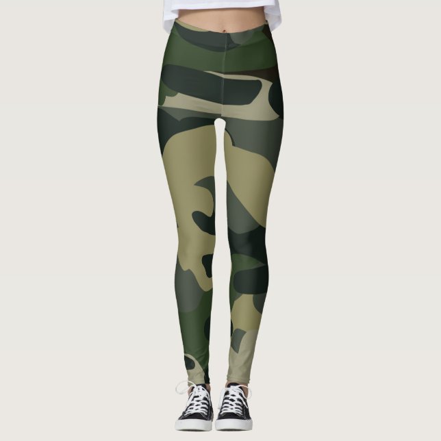 Grönt Militära Stil Leggings (Framsida)