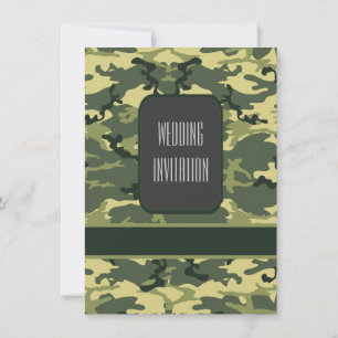 Grönt militärt kamouflagebröllop inbjudningar