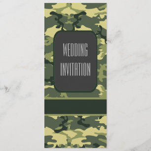 Grönt militärt kamouflagebröllop inbjudningar