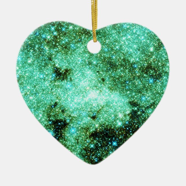 Grönt Milky Way Galaxy Julgransprydnad Keramik (Framsidan)