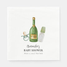 Grönt Minimal poppin Champagne Flaskor Baby Shower