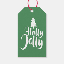 Grönt Minimal skript Holly Jolly till från Presentetikett