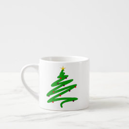 Grönt Minimalist Julgran Doodle Espressomugg
