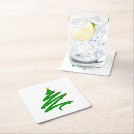 Grönt Minimalist Julgran Doodle Underlägg Papper Kvadrat