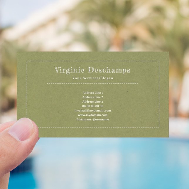 Grönt Minimalist Kraft Rustic-Affärskort Visitkort (Kraft & Rustic Green Business Card)