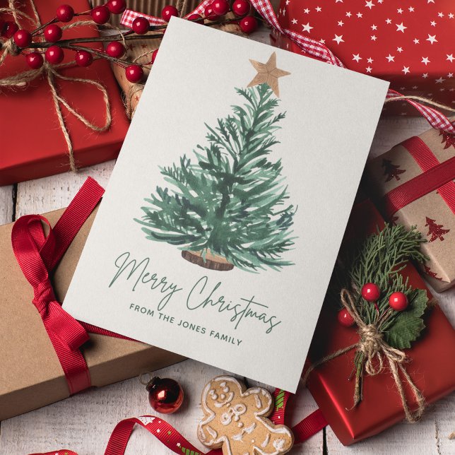 Grönt Minimalistisk helg jul Träd Julkort (Skapare uppladdad)