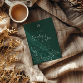 Grönt - minimalistisk modern höst Bröllop Inbjudningar