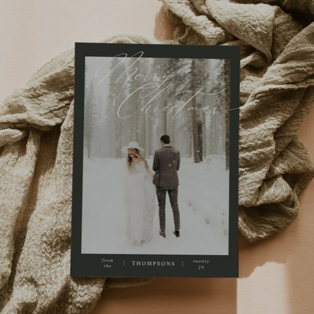 Grönt - minimalistisk skripttypografi - fotopul julkort (Skapare uppladdad)