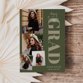 Grönt - minimalistiskt modernt Lodrät 5 PIC Studen Inbjudningar