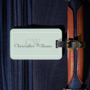 Grönt Minimalistiskt Namn Monogram Bagagebricka