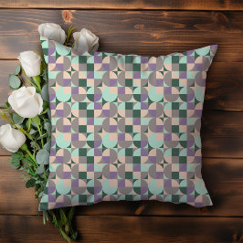 Grönt mint beige abstrakt geometrisk mönster kudde