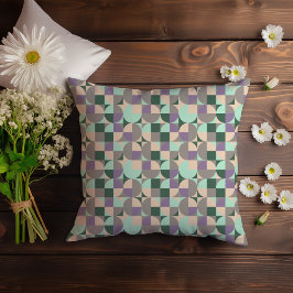 Grönt mint beige abstrakt geometrisk mönster kudde