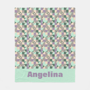 Grönt mint beige abstrakt geometrisk mönster namn fleecefilt