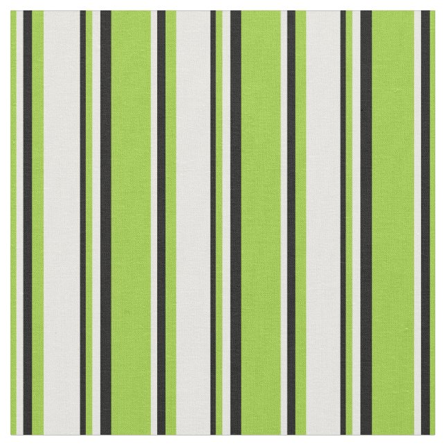 Grönt, Mint Cream och Black Färgad Linjer Tyg (Närbild)