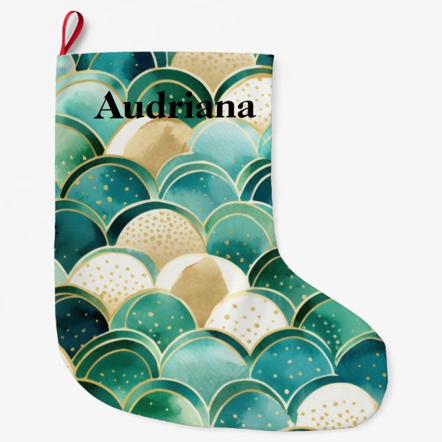 Grönt Mint för Warm Chic Sage Stor Julstrumpa (Framsidan)