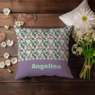 Grönt mint lavender abstrakt geometrisk mönster kudde