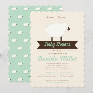Grönt Mint Little Lamb Baby Shower efter post Inbjudningar