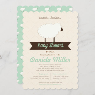 Grönt Mint Little Lamb Baby Shower efter post Inbjudningar