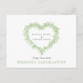 Grönt mistelkrans hjärta bröllop avbokning meddelande vykort