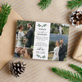 Grönt Mistletoe Merry Married Photo jul Tack Kort