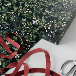Grönt Mistletoe Mönster juldesign Vintage design Presentpapper