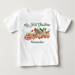 Grönt Mitt första julbrödda Tåg T Shirt