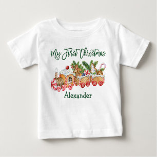 Grönt Mitt första julbrödda Tåg T Shirt