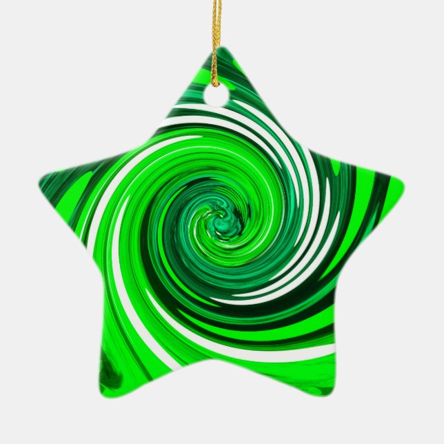 Grönt mix art julgransprydnad keramik (Framsidan)