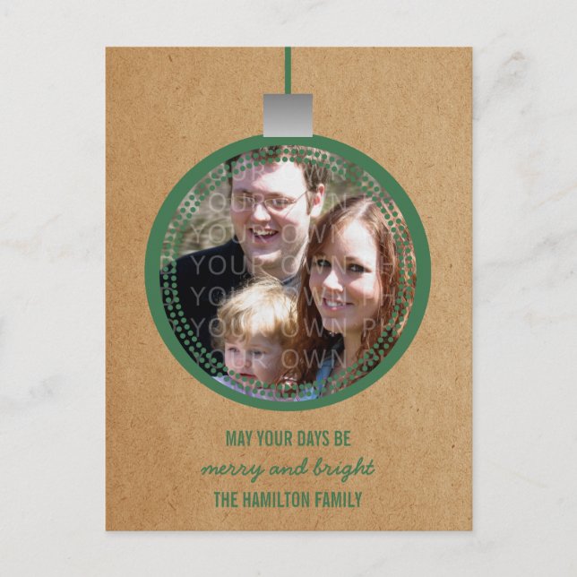 Grönt Mod Ornament Helgdag Fotovykort Helg Vykort (Framsida)