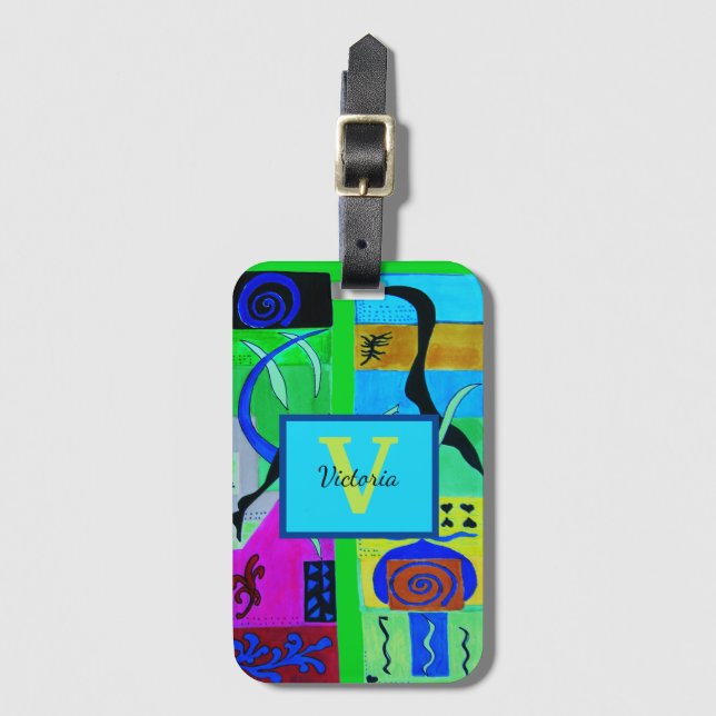 Grönt Mode Abstrakt inspiration från Matisse Bagagebricka (Framsida vertikal)