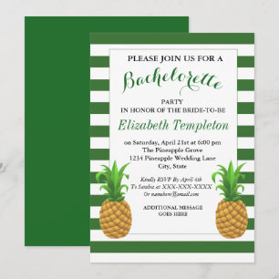 Grönt Modern ananas Bachelorette Inbjudan