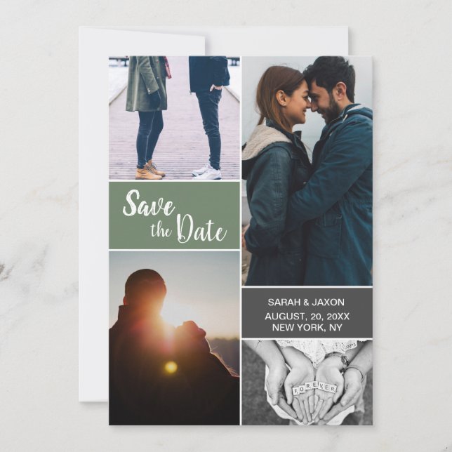 Grönt Modern Anpassningsbar förlovning-fotosamling (Framsida)