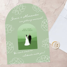 Grönt Modern Arch Botanical Wedding bjudande