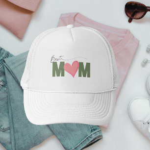 Grönt Modern Bästa Mamma Rosa Heart Mors dag Keps