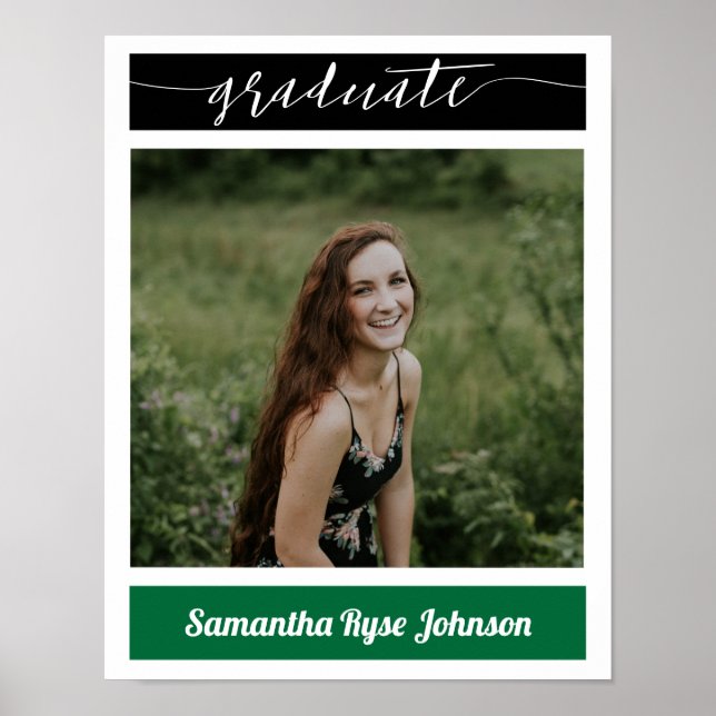 Grönt Modern Block Photo Studenten Poster (Framsidan)