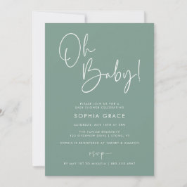 Grönt Modern Boho Gender Neutral Baby Shower Inbjudningar