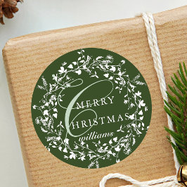 Grönt Modern Boho Wildblommans andejul Runt Klistermärke