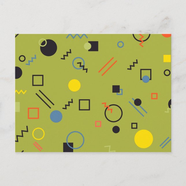 Grönt, modern, coola, trendig, stad,Memphis mönste Vykort (Framsida)