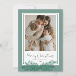 Grönt Modern Elegant Botanisk fotopul Julkort