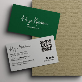 GRÖNT Modern Elegant - minimal QR-kodProfessionell Visitkort